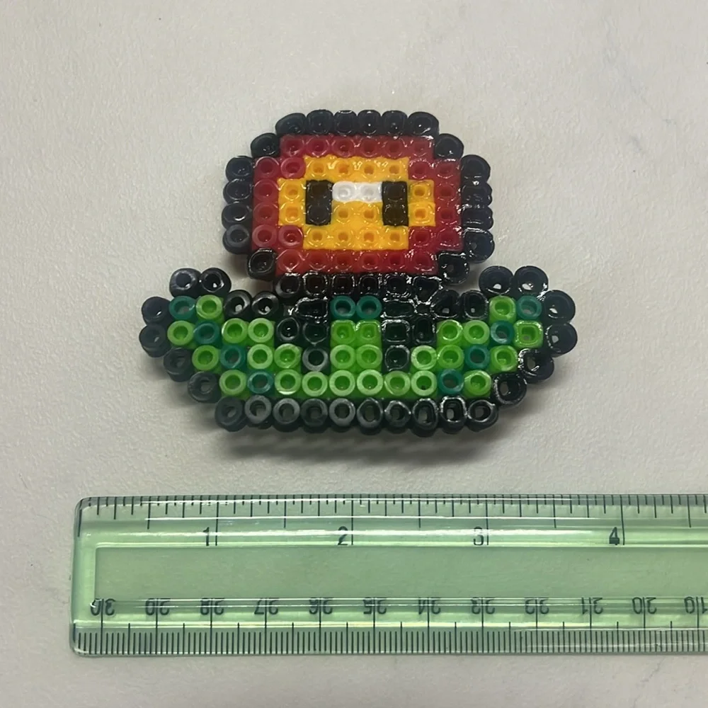 Handmade Super Mario Pearler Bead Fire Flower Hair Clip